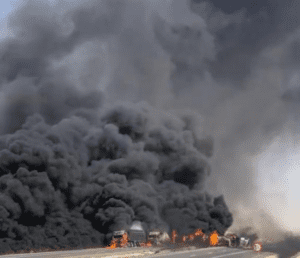 الأمن يكشف سبب حادث حريق الصهريج و3 شاحنات في الصحراوي